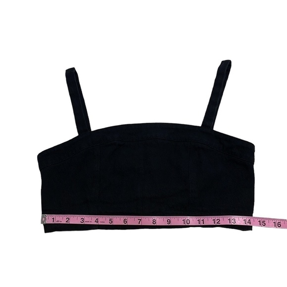 Oka Kie Black Denim Spaghetti Strap Crop Top With Zipper  - Size Medium - Picture 6 of 7